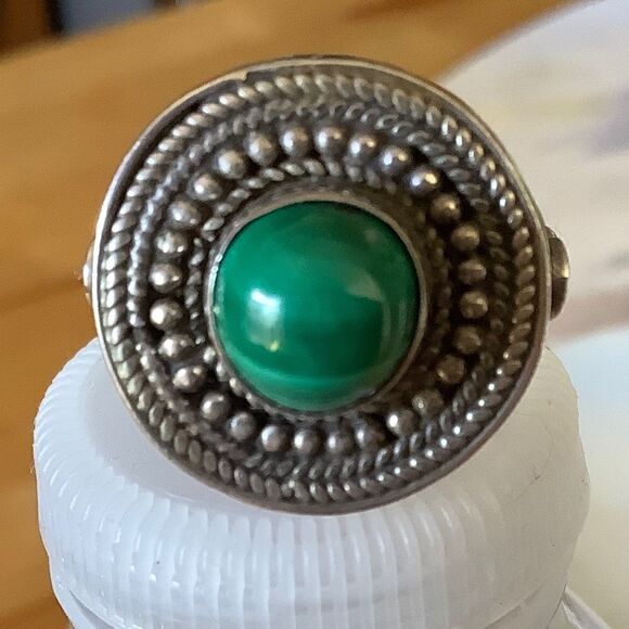 sterling SILVER 925 MALAHITE RING SIZE US 8.25 - Picture 5 of 8